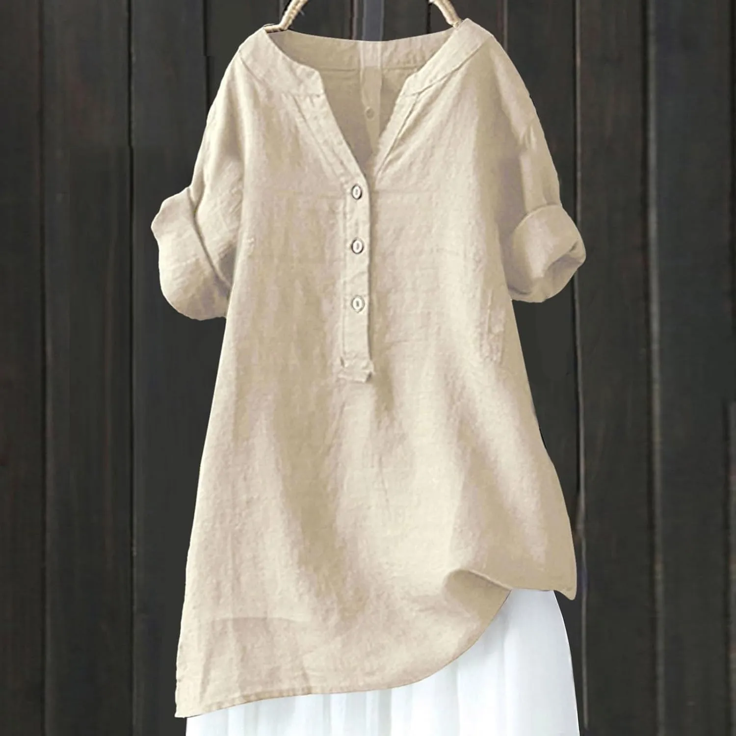 Women Short Sleeve Linen Shirts Casual Crewneck 2025 Fashion T-Shirt Floral Boho Loose Fit Summer Tee Top