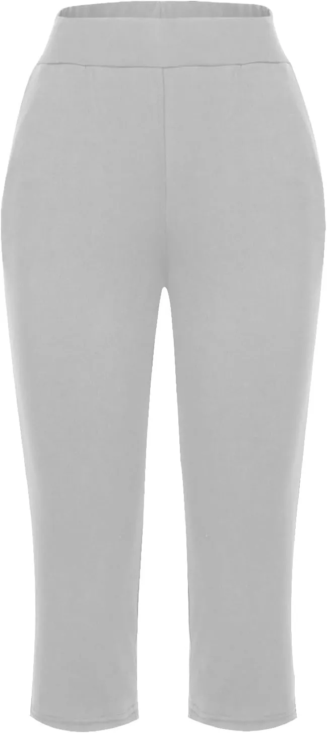 Womens Capris for Summer Elastic Waist Workout Sweatpants 2024 Casual Soft Comfy Yoga Jogger Capri Pants with Pockets