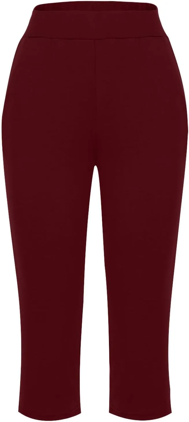 Womens Capris for Summer Elastic Waist Workout Sweatpants 2024 Casual Soft Comfy Yoga Jogger Capri Pants with Pockets