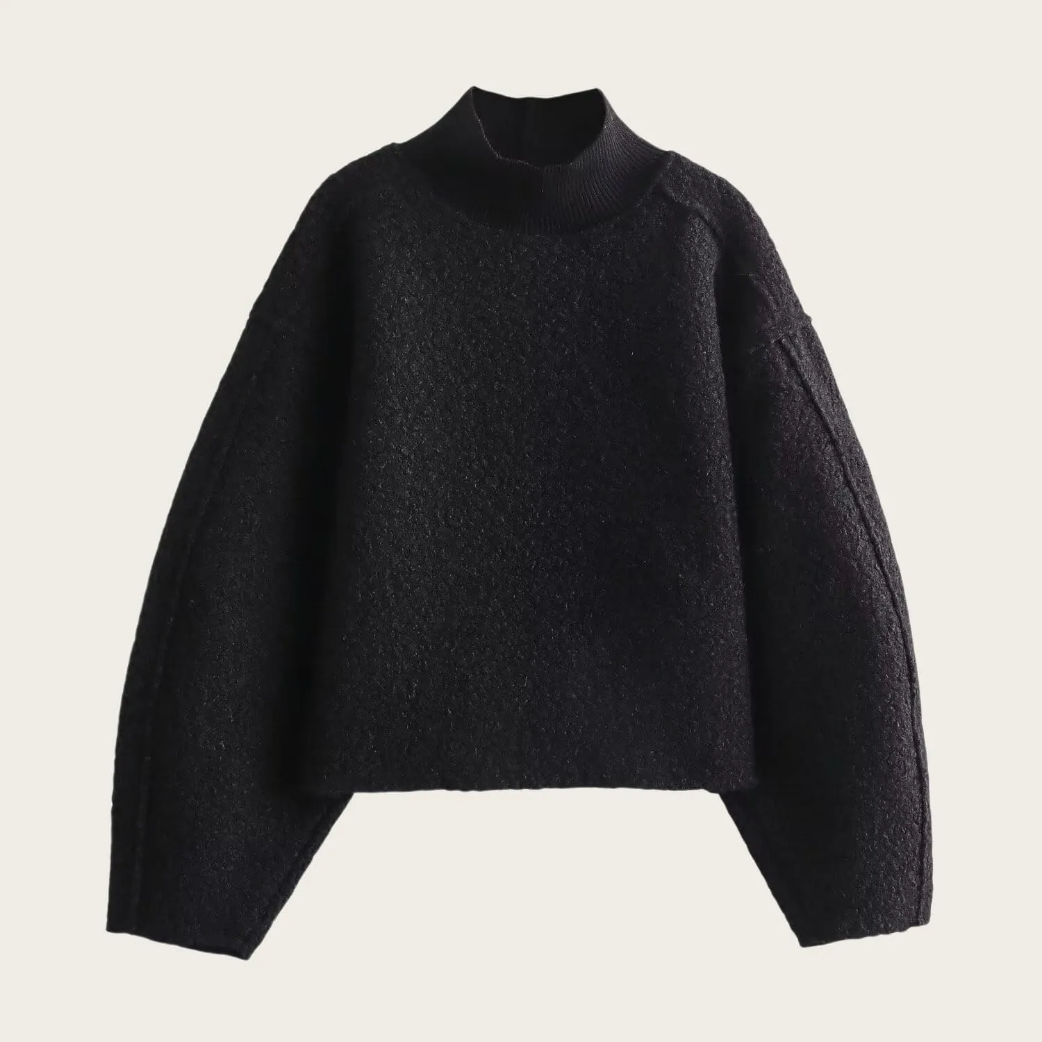 Womens Casual Fleece Sweatshirts Turtleneck Reverse Seam Pullover Fall Winter Fuzzy Wool Cropped Tops