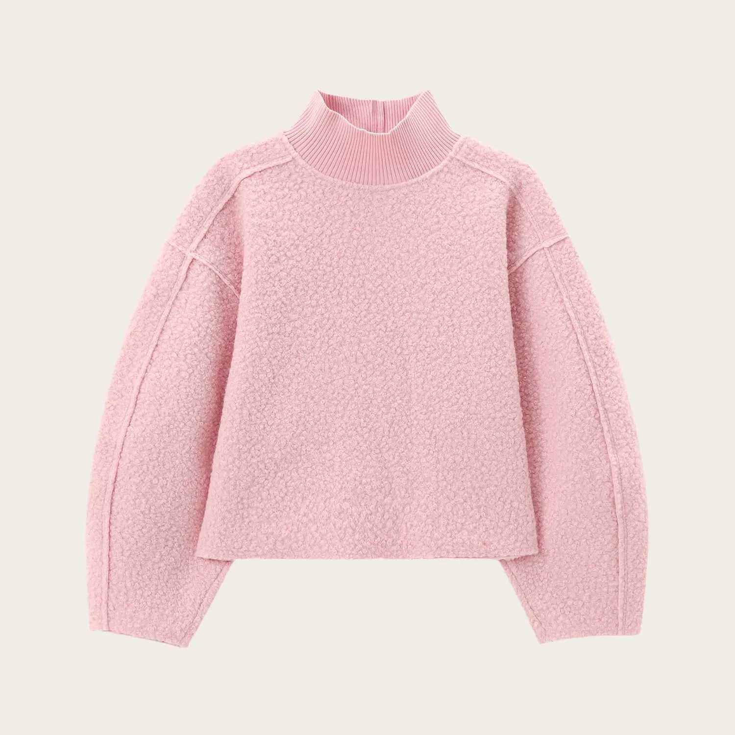 Womens Casual Fleece Sweatshirts Turtleneck Reverse Seam Pullover Fall Winter Fuzzy Wool Cropped Tops