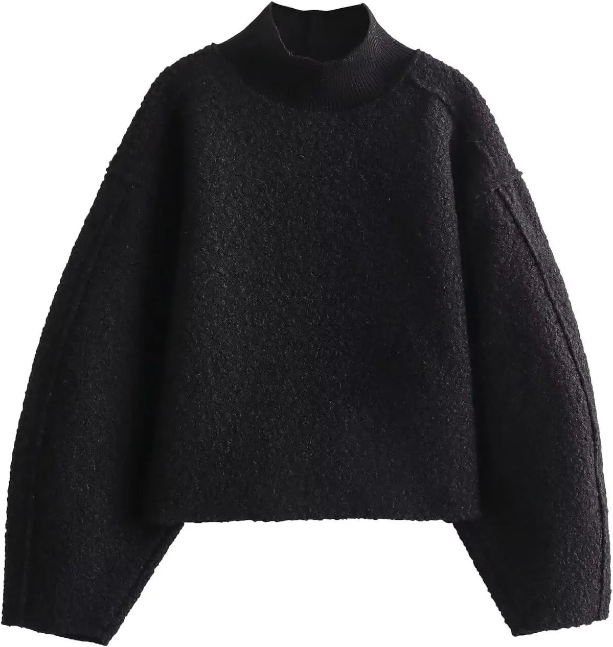 Womens Casual Fleece Sweatshirts Turtleneck Reverse Seam Pullover Fall Winter Fuzzy Wool Cropped Tops