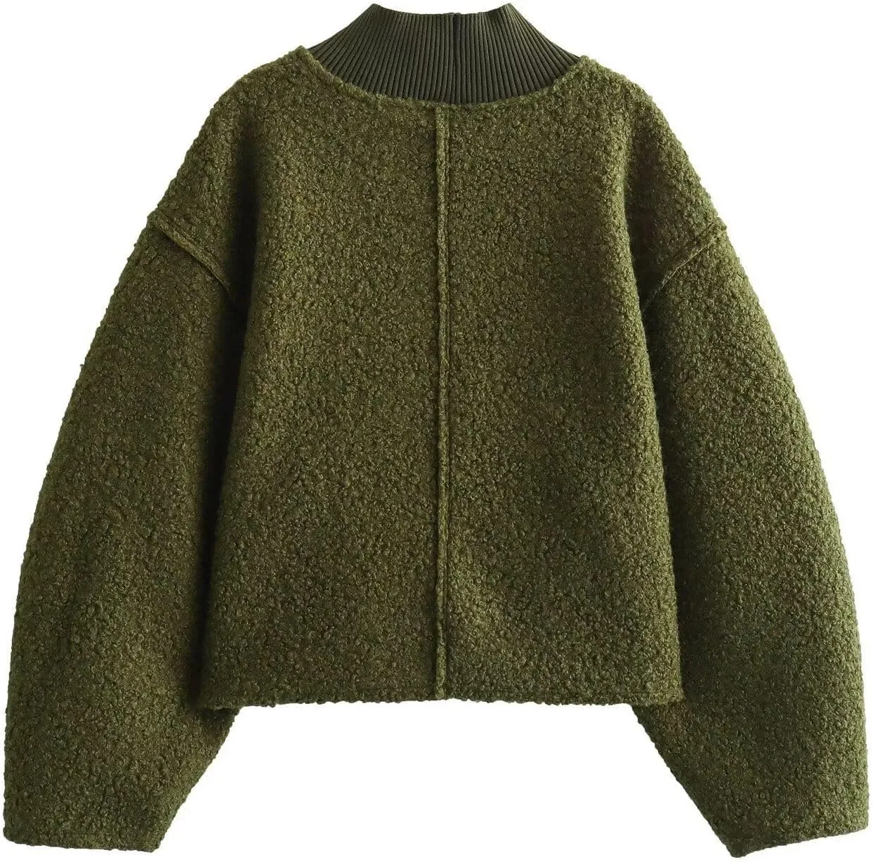 Womens Casual Fleece Sweatshirts Turtleneck Reverse Seam Pullover Fall Winter Fuzzy Wool Cropped Tops
