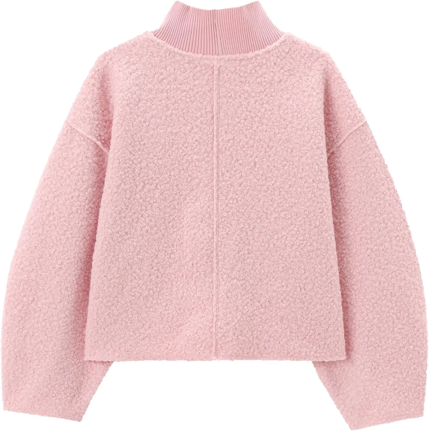 Womens Casual Fleece Sweatshirts Turtleneck Reverse Seam Pullover Fall Winter Fuzzy Wool Cropped Tops