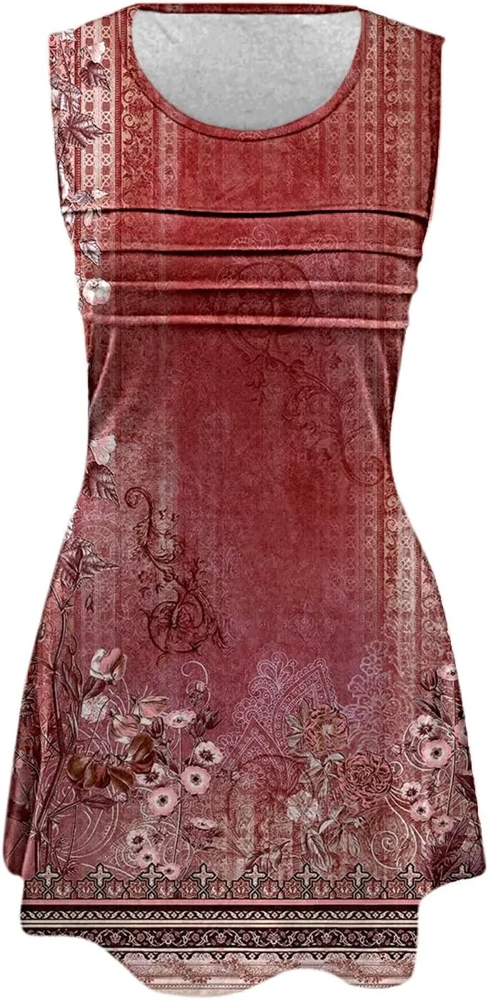 Womens Casual Summer Dresses Womens with Pockets Summer Casual Tank Dress Sleeveless Midi Beach Dress Cotton Dress