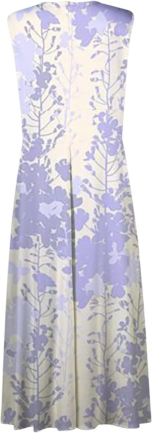 Womens Dresses Flowy Ruched Floral Print Boho Dress Wrap V Neck Sleeveless Sundress Elegant Beach Dresses