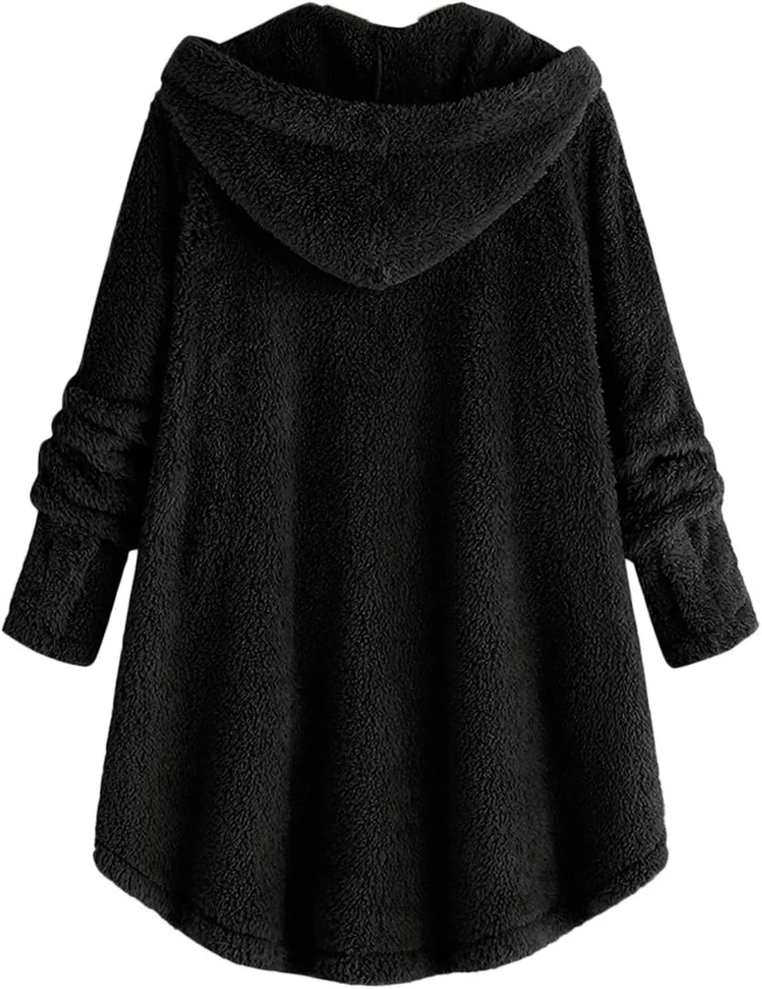 Womens Fleece Jacket with Hood Plus Size Winter Coat 2024 Button Down Faux Fur Sherpa Jacket Warm Outwear with Pocket