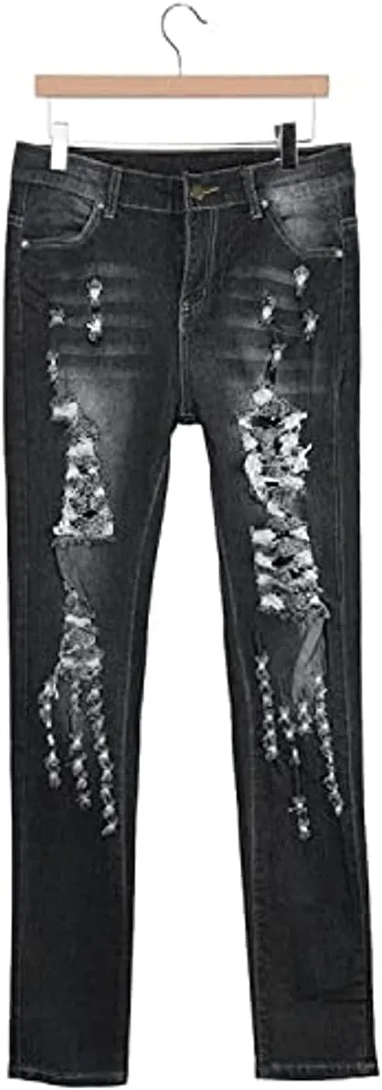 Women's High Waisted Butt Lift Ripped Stretch Jeans Distressed Skinny Denim Pants Slim Fit High Rise Trousers