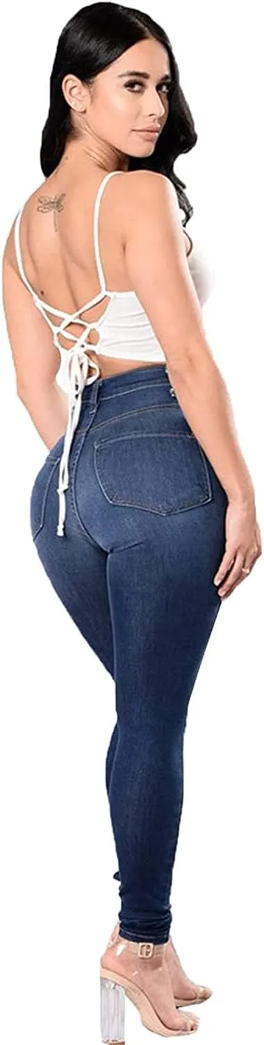 Women's High Waisted Butt Lift Ripped Stretch Jeans Distressed Skinny Denim Pants Slim Fit High Rise Trousers