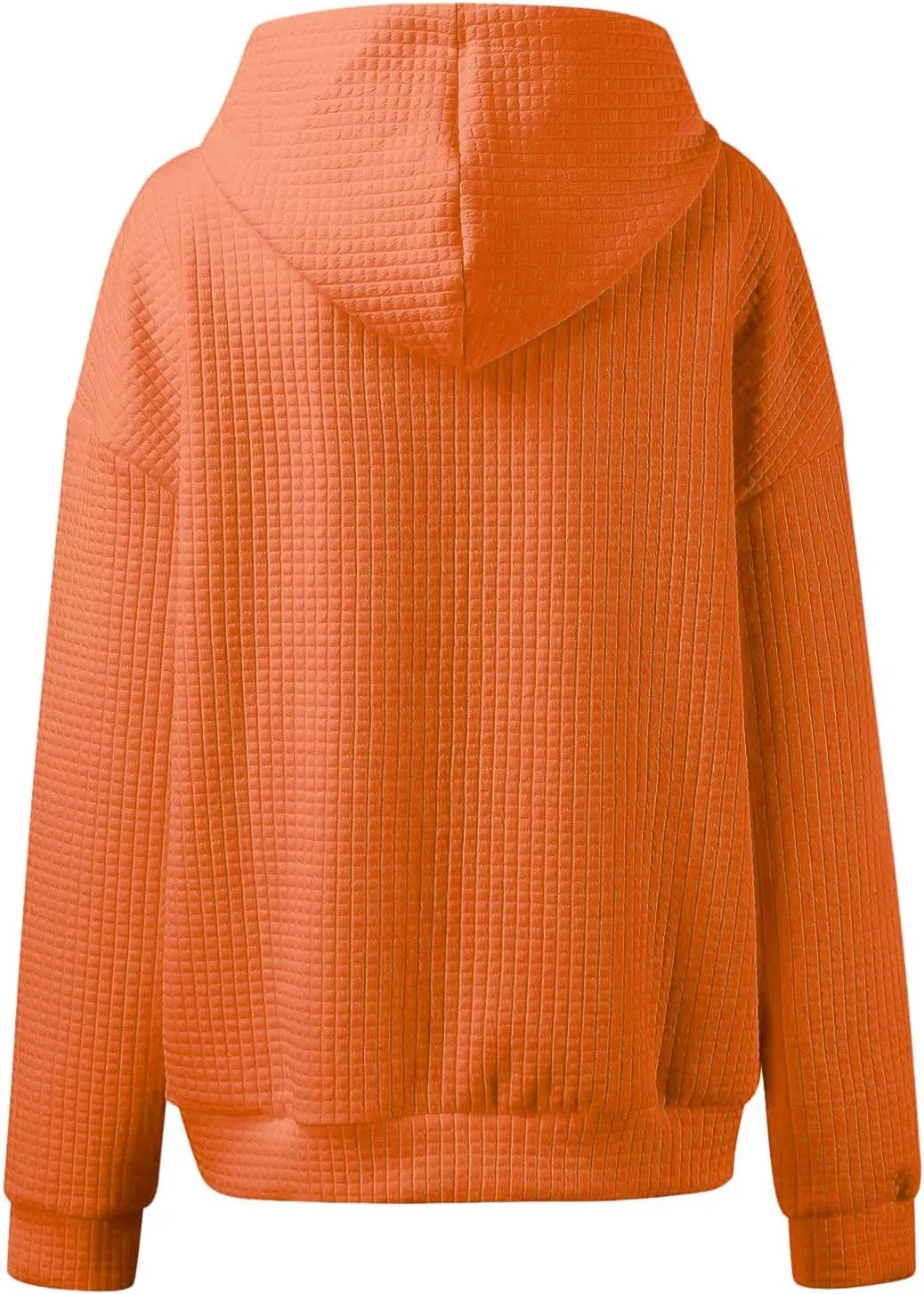Womens Hoodies Waffle Knit Pullover Tops Loose Hoodie Casual Long Sleeve Drawstring Sweatshirt with Kangaroo Pocket