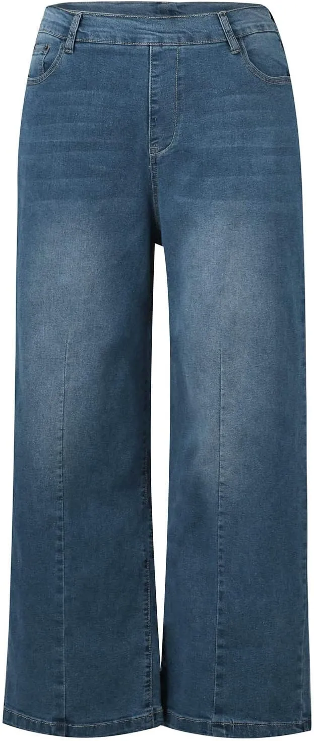 Womens Jeans Wide Leg Jeans Casual Fashion Straight Leg Loose Stretchy Tummy Control Trendy Jeans for Women 2024