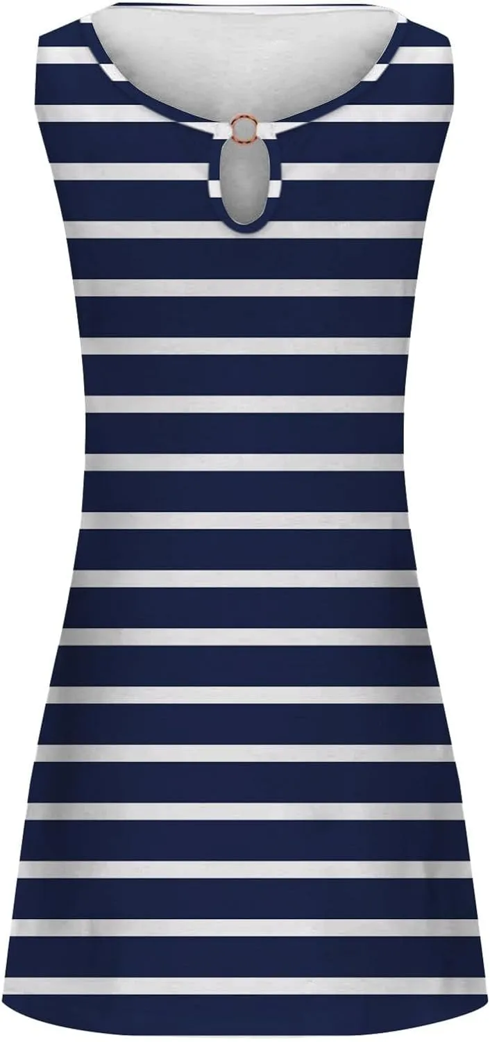 Womens Linen Summer Sleeveless Sun Dresses for Women 2025 Vacation Beach Casual Summer Sundresses Sleeveless Tank