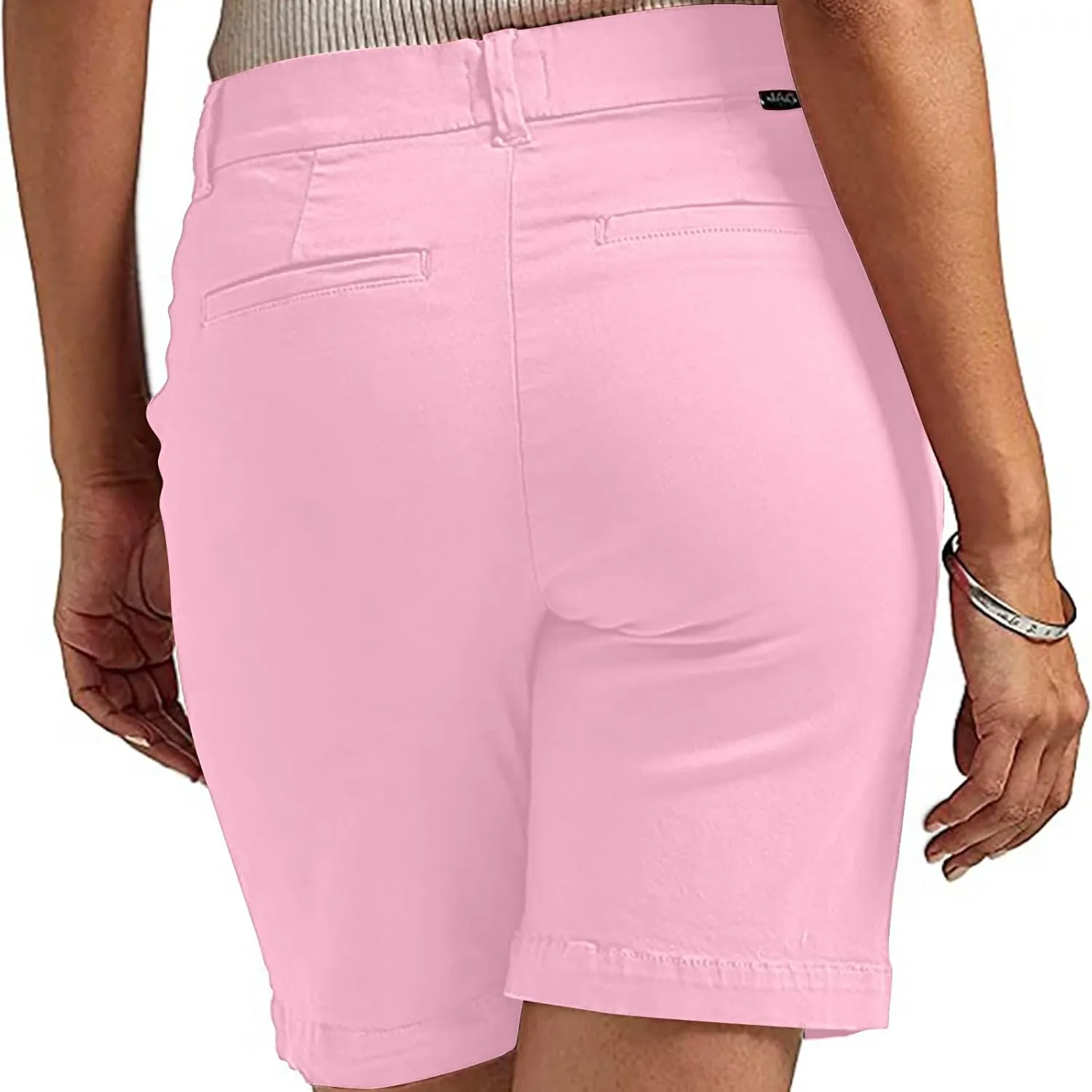 Women's Mid Rise Slim Fit Chino Bermuda Shorts Ultra Lux Comfort Walking Super Comfy Business Casual Pants