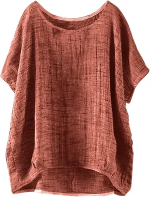 Womens Oversized Baggy Cotton Linen Shirt 2025 Spring Summer Short Sleeve Trendy Blouse Simple Solid Color Casual Top