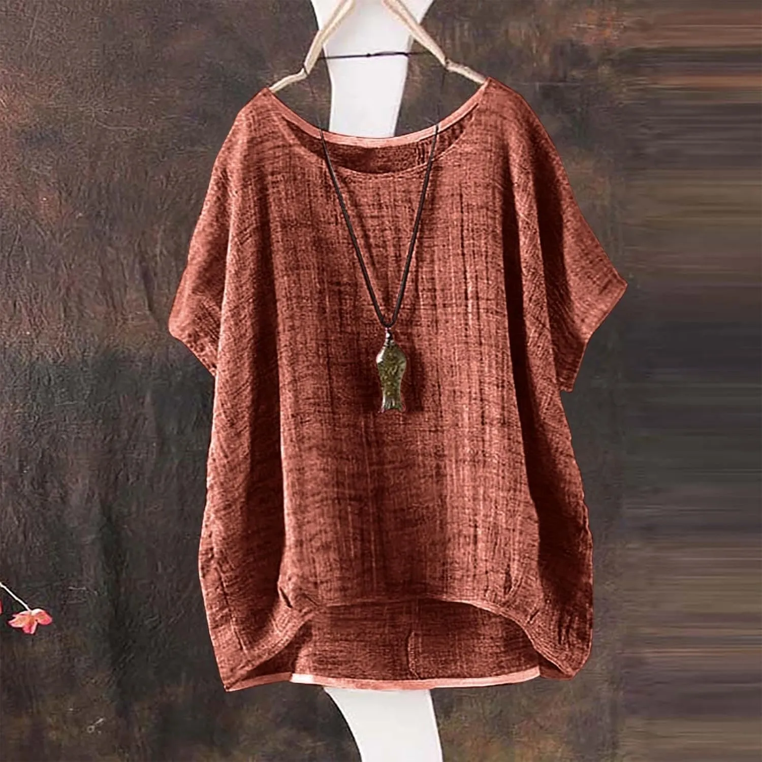 Womens Oversized Baggy Cotton Linen Shirt 2025 Spring Summer Short Sleeve Trendy Blouse Simple Solid Color Casual Top