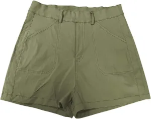 Womens Pull On Shorts Stretchy High Waisted Denim Bermuda Shorts Summer Wide Leg Dressy Casual Stretch Twill Shorts