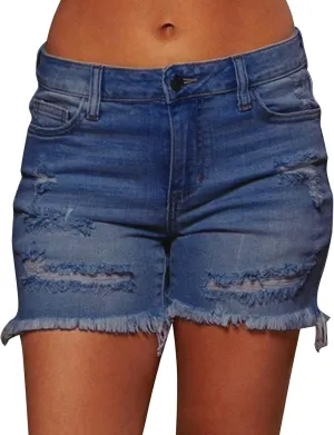 Womens Ripped Jean Shorts High Waisted Stretch Distressed Raw Hem Trendy 2025 Casual Denim Bermuda Shorts Baggy Jorts