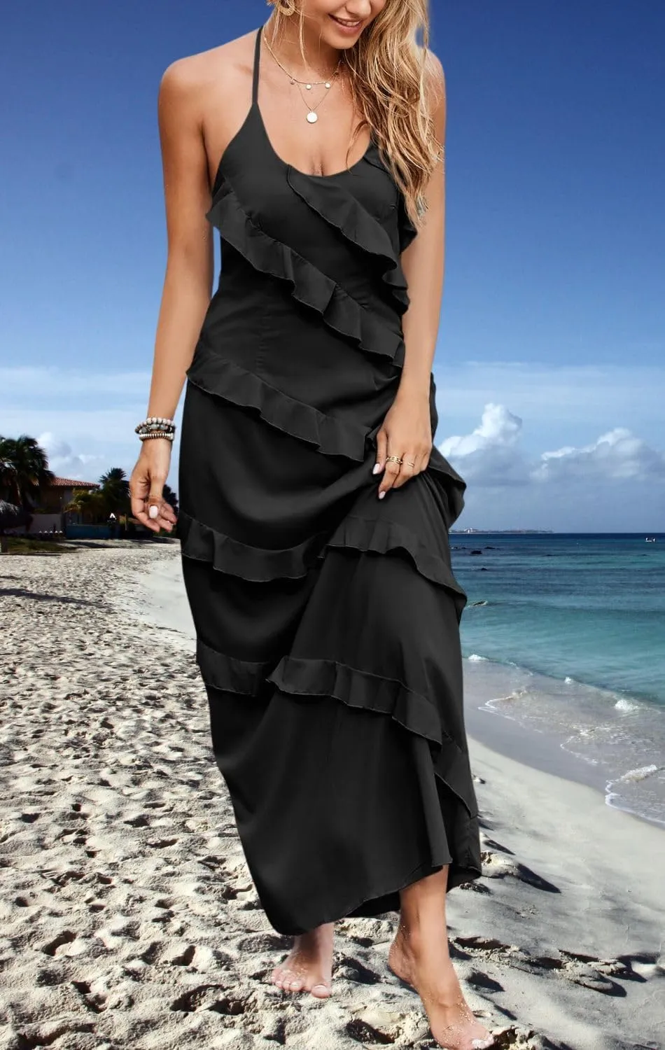 Women's Sexy Ruched High Waist Dress Bustier Chiffon Sundress One Shoulder Curvy Shift Dress