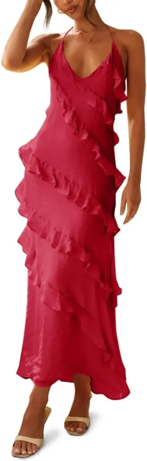 Women's Sexy Ruched High Waist Dress Bustier Chiffon Sundress One Shoulder Curvy Shift Dress