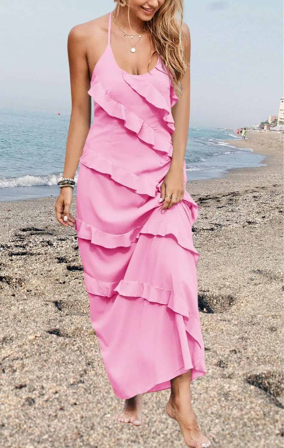 Women's Sexy Ruched High Waist Dress Bustier Chiffon Sundress One Shoulder Curvy Shift Dress