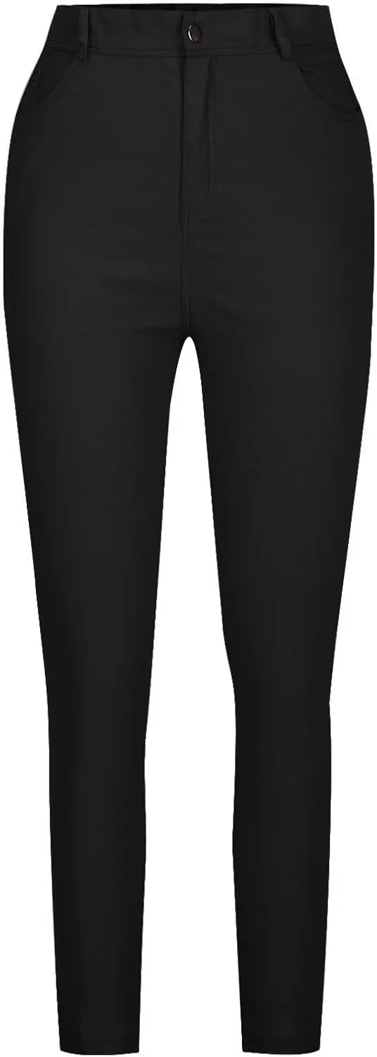 Women's Stretchy Slim Fit Skinny Leg Pull On Jeans with Pockets High Waist Denim Trousers Pants