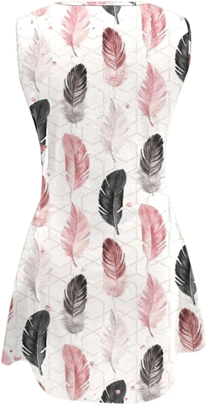 Women's Summer Dresses Womens with Pockets Summer Casual Tank Dress Sleeveless Midi Beach Dress Cotton Midi Sundress