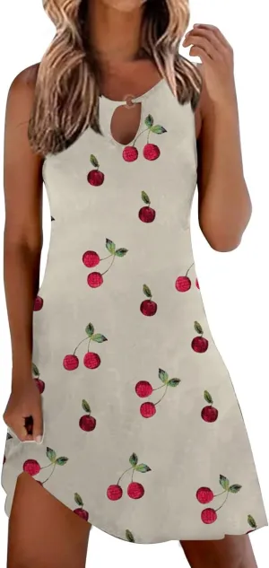Women's Sundresdes Sun Dresses for Women 2025 Vacation Beach Casual Summer Sundresses Sleeveless Tank Short Boho