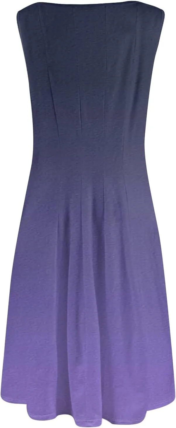 Women's Sundresses Tank Top Dresses Summer Midi Dress Ruched Floral Dress Sleeveless Bohemian A Line Dresses with Pocket