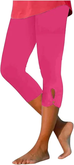 Womens Tummy Control High Waisted Leggings Summer Stretch Athletic Capri Causal Yoga Causal Shorts Pants