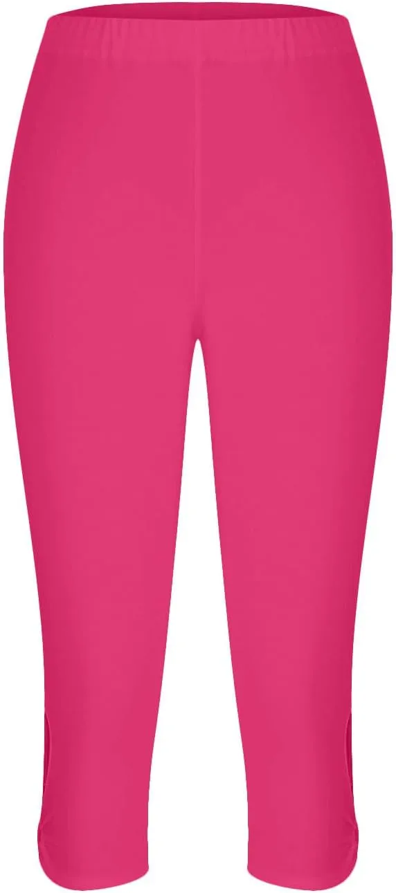Womens Tummy Control High Waisted Leggings Summer Stretch Athletic Capri Causal Yoga Causal Shorts Pants