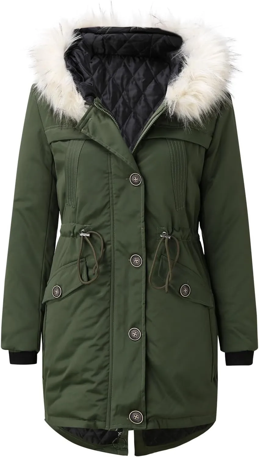 Women's Winter Hooded Coat Waterproof Long Down Jacket Warm Parka Thicken Puffer Coat with Removable Fur Hood Sherpa
