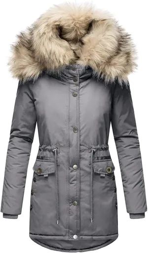 Women's Winter Hooded Coat Waterproof Long Down Jacket Warm Parka Thicken Puffer Coat with Removable Fur Hood Sherpa
