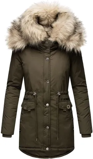 Women's Winter Hooded Coat Waterproof Long Down Jacket Warm Parka Thicken Puffer Coat with Removable Fur Hood Sherpa