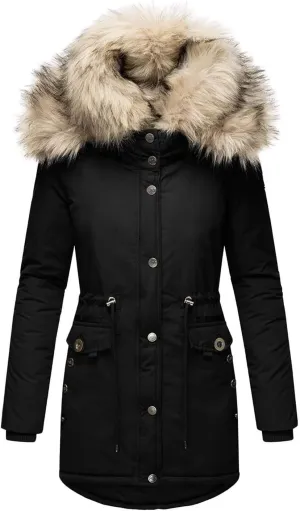 Women's Winter Hooded Coat Waterproof Long Down Jacket Warm Parka Thicken Puffer Coat with Removable Fur Hood Sherpa