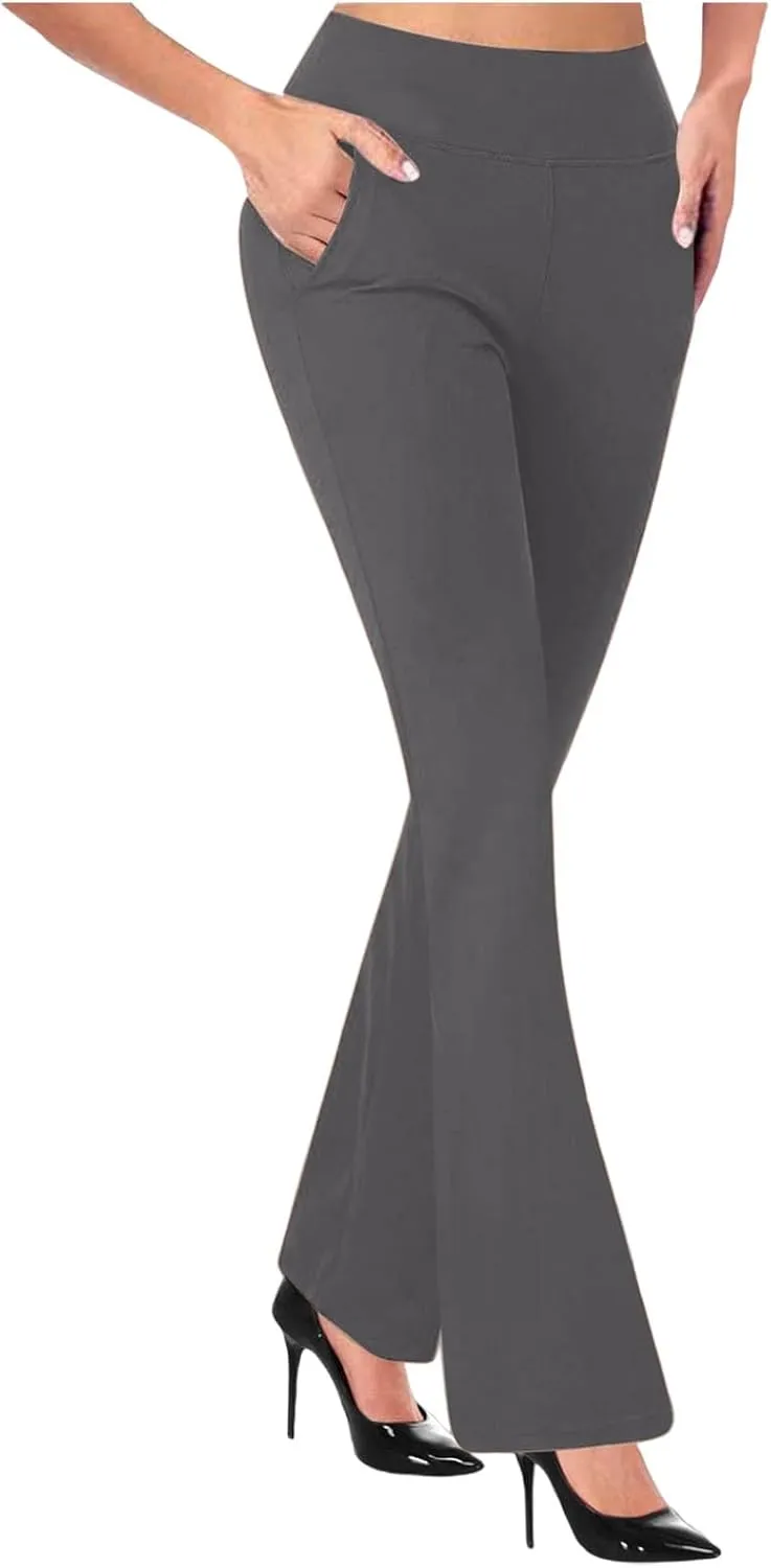 Work Pants Women High Waist Dress Pant 2025 Business Casual Outfits 4 Way Stretch Bootleg Yoga Pants Workout Slacks