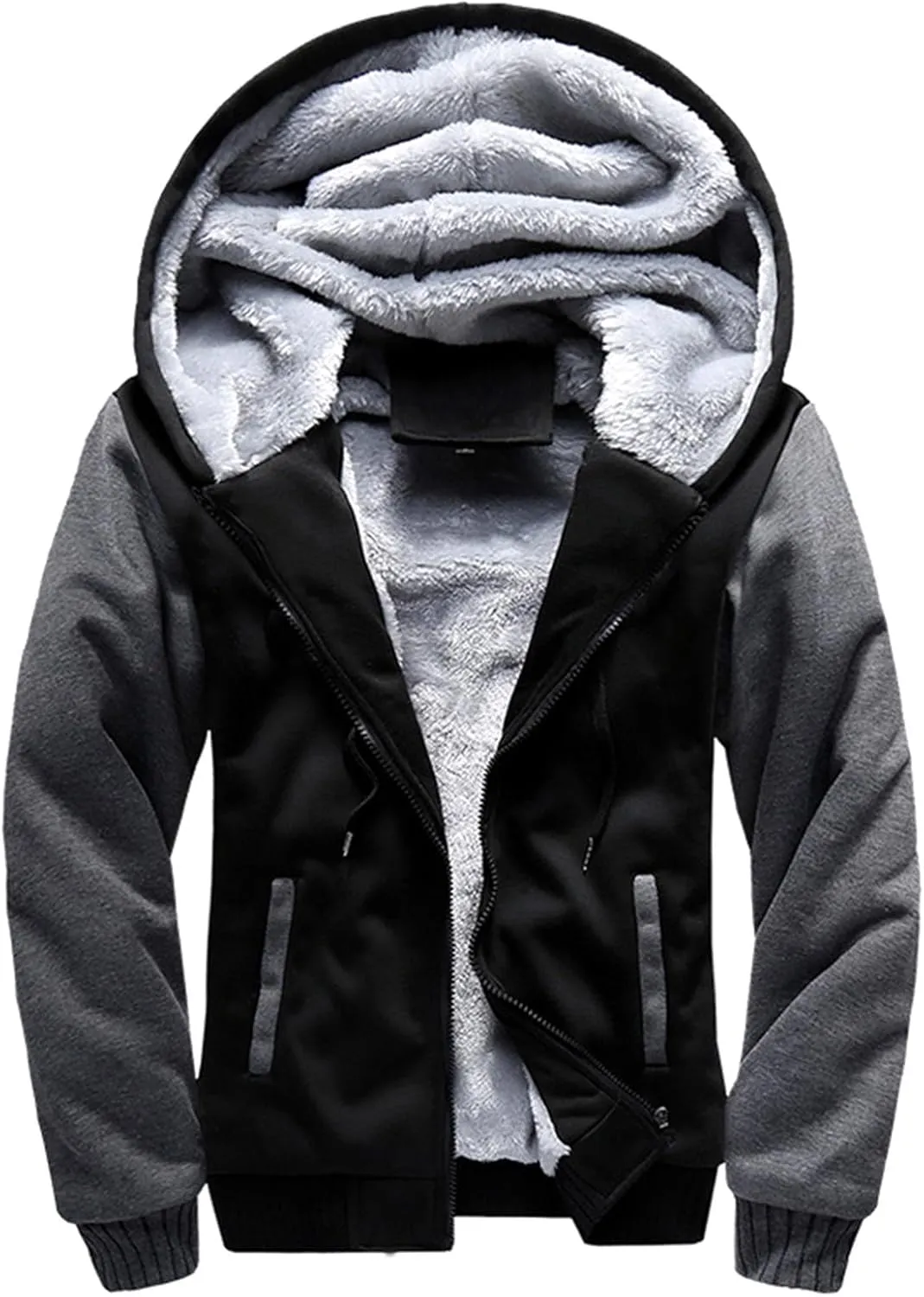 XIAXOGOOL Zipup Hoodie For Men Plus Size Fleece Jacket Heavyweight Sherpa Lined Hooded Sweatshirt Warm Thickened Winter Coat
