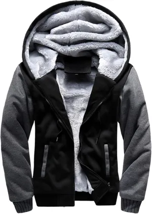 XIAXOGOOL Zipup Hoodie For Men Plus Size Fleece Jacket Heavyweight Sherpa Lined Hooded Sweatshirt Warm Thickened Winter Coat
