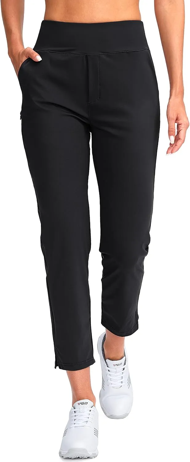 YYV Women's Golf Pants Stretch Work Ankle Pants High Waist Dress Pants with Pockets for Yoga Business Travel Casual