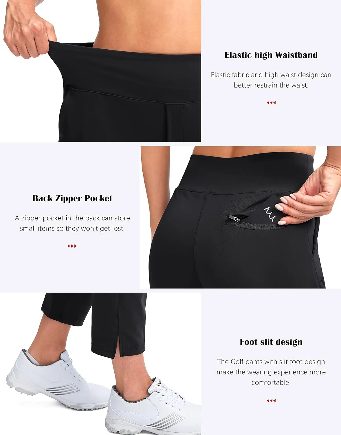 YYV Women's Golf Pants Stretch Work Ankle Pants High Waist Dress Pants with Pockets for Yoga Business Travel Casual