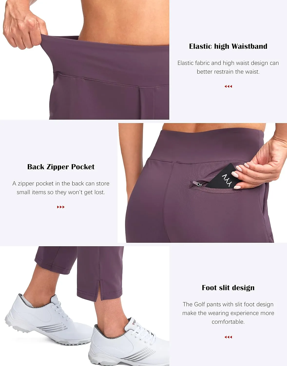 YYV Women's Golf Pants Stretch Work Ankle Pants High Waist Dress Pants with Pockets for Yoga Business Travel Casual