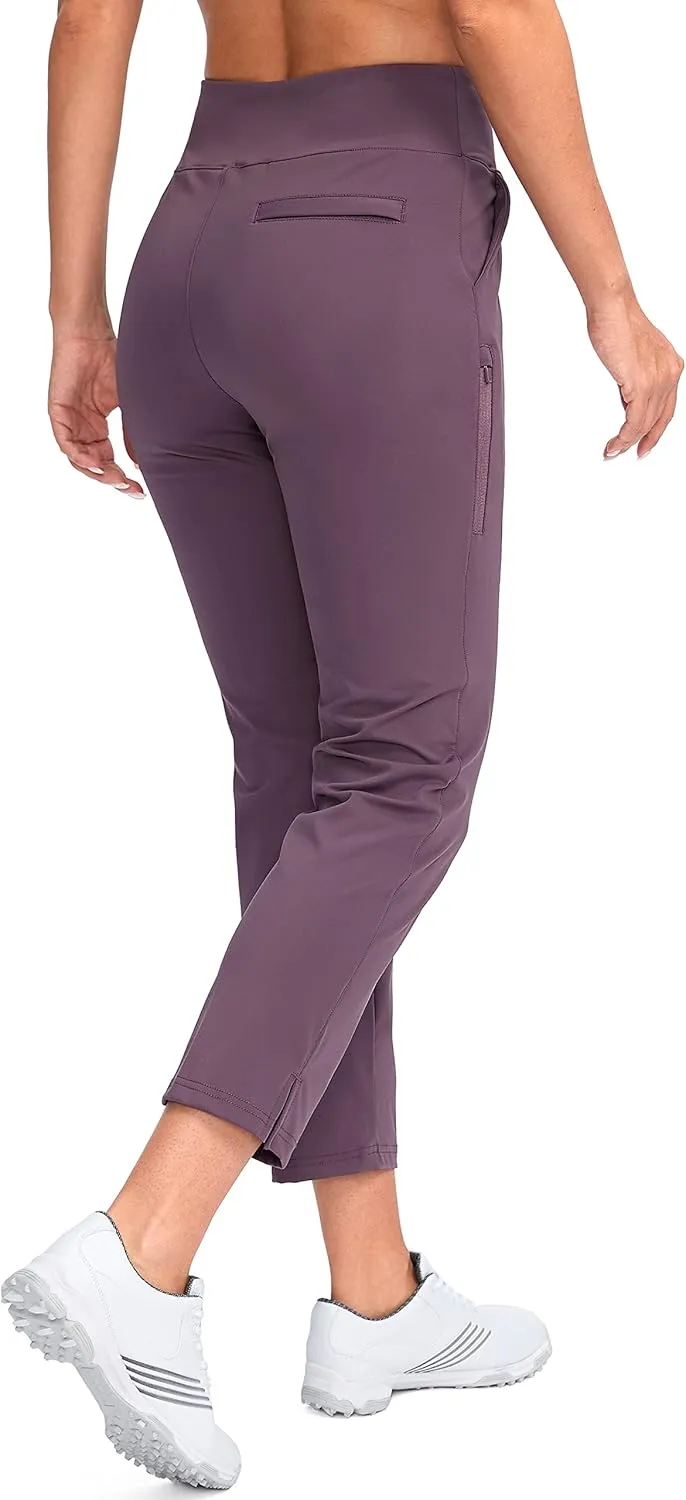 YYV Women's Golf Pants Stretch Work Ankle Pants High Waist Dress Pants with Pockets for Yoga Business Travel Casual