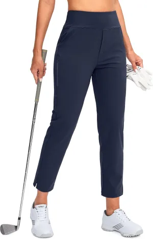 YYV Women's Golf Pants Stretch Work Ankle Pants High Waist Dress Pants with Pockets for Yoga Business Travel Casual
