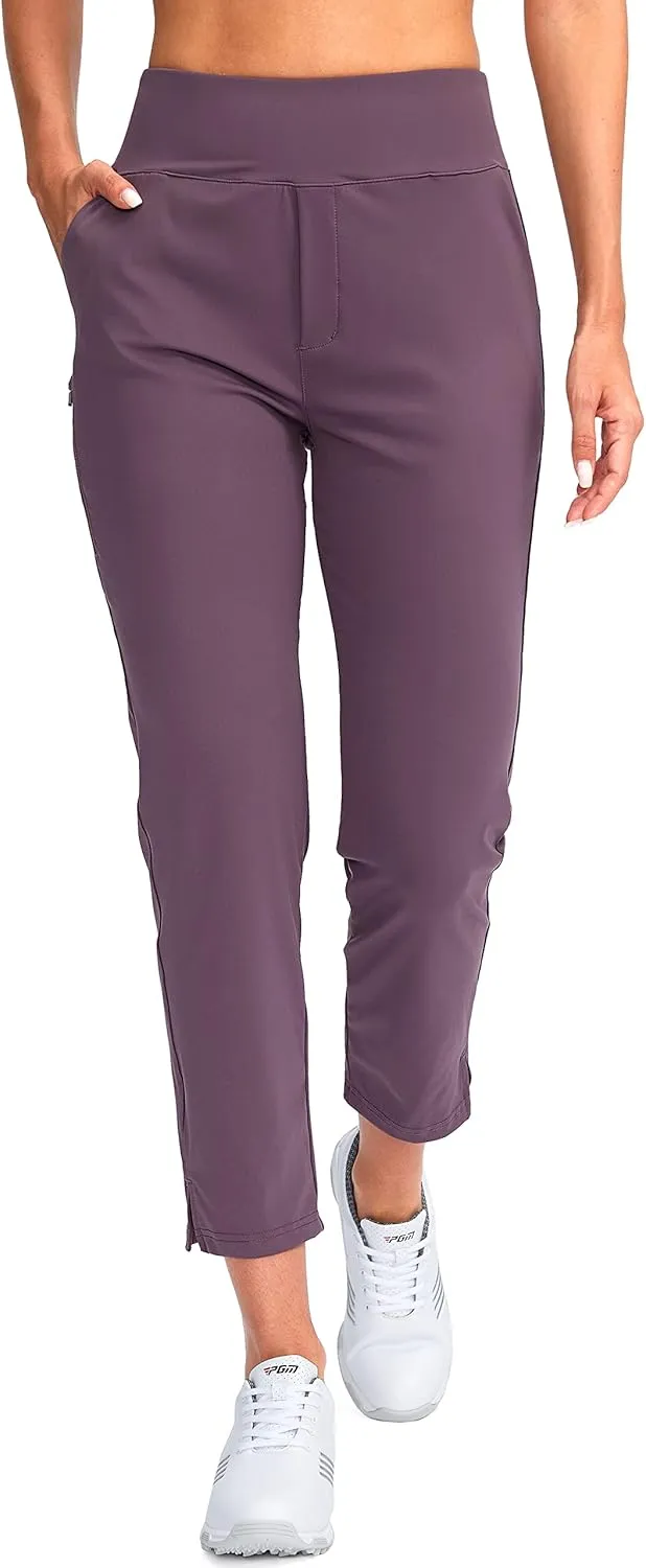 YYV Women's Golf Pants Stretch Work Ankle Pants High Waist Dress Pants with Pockets for Yoga Business Travel Casual