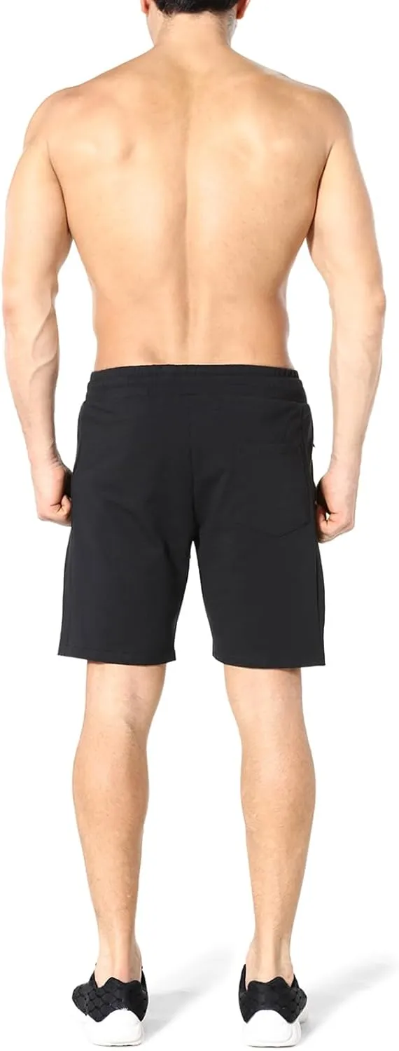 ZENWILL Mens 2 Pack Zip Gym Athletic Shorts, 7" Workout Running Fitness Cotton Training Shorts for Men Zip Pockets