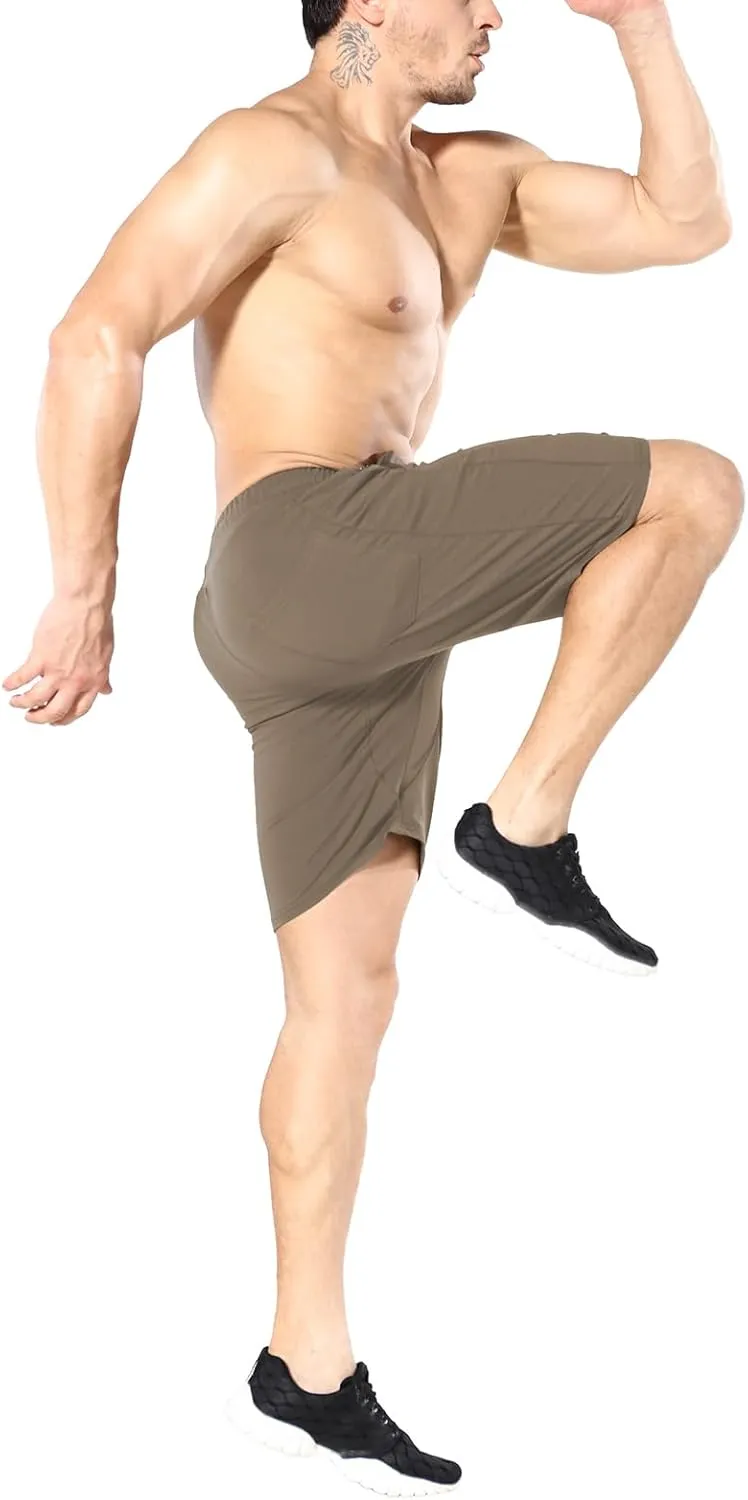 ZENWILL Mens 2 Pack Zip Gym Athletic Shorts, 7" Workout Running Fitness Cotton Training Shorts for Men Zip Pockets