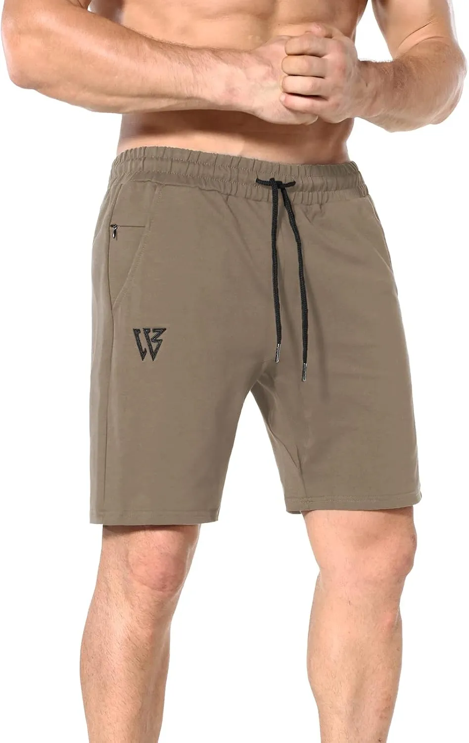 ZENWILL Mens 2 Pack Zip Gym Athletic Shorts, 7" Workout Running Fitness Cotton Training Shorts for Men Zip Pockets